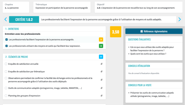 Exemple d’éléments de preuve dans une fiche d’évaluation pour réussir son évaluation HAS avec le logiciel qualité Qualitéval
